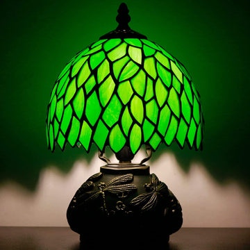 8" Tiffany Leaf Shade Werfactory® Green Glass Shade
